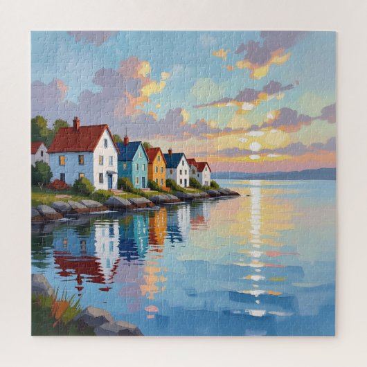 Puzzle Thème côtier | Maisons de plage sur la baie (Vertical)