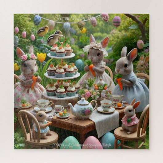 Puzzle Thème de fête de Pâques avec lapins, Animaux print (Vertical)