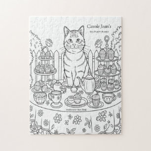 Puzzle Thème de fête de thé pour chat & casse-croûte sucr