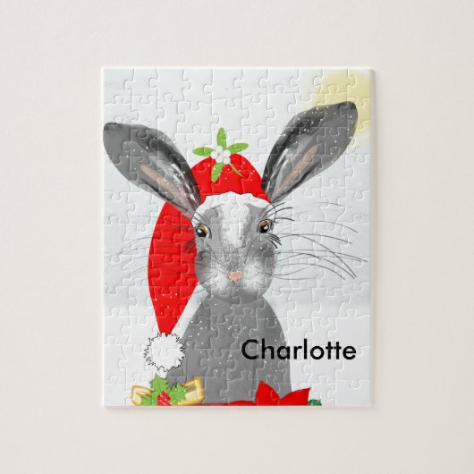 Puzzle Thème de Noël de lapin lapin mignon (Vertical)