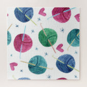 Puzzle thème de tricot, aquarelle motif sans couture. (Horizontal)