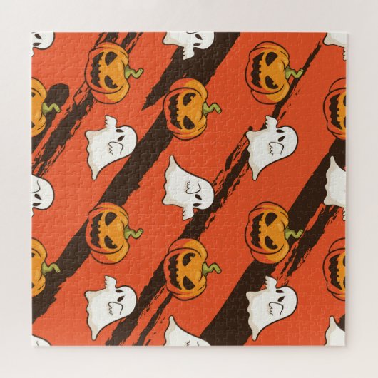 Puzzle Thème d'Halloween citrouille, motif sans couture. (Horizontal)