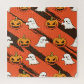 Puzzle Thème d'Halloween citrouille, motif sans couture. (Vertical)