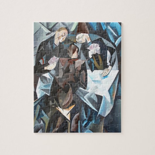 Puzzle Three Men Playing Cards Geometric Art After Rockl (Vertical)