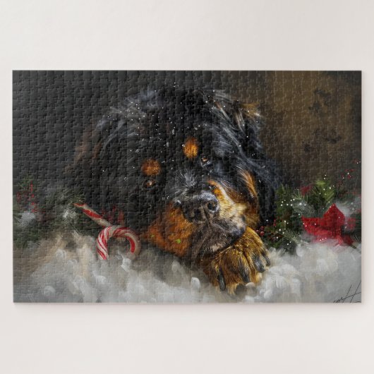 Puzzle Tibétain Mastiff de Noël Festif (Horizontal)