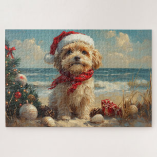 Puzzle Tibétain Terrier Chien Noël Vintage Plage