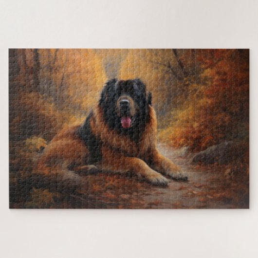 Puzzle Tibetan Mastiff in Autumn Leaves Fall Inspire (Horizontal)