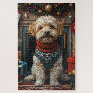 Puzzle Tibetan Terrier Chien Avec Cheminée Cadeaux de Noë