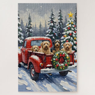 Puzzle Tibetan Terrier Noël Camion Rouge Fêtes