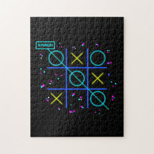 Puzzle Tic Tac Toe Néon Rétro Gagnant Lueur Joueur Arcade