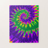 Puzzle Tie-Dye Spirale Vert et Violet Groovy (Vertical)
