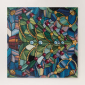 Puzzle Tiffany-Style Stained Glass Christmas Tree (Horizontal)