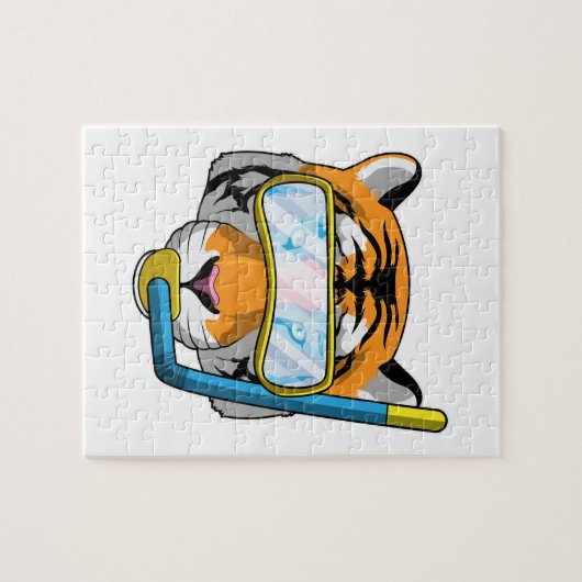 Puzzle Tiger comme plongeur avec tuba (Horizontal)