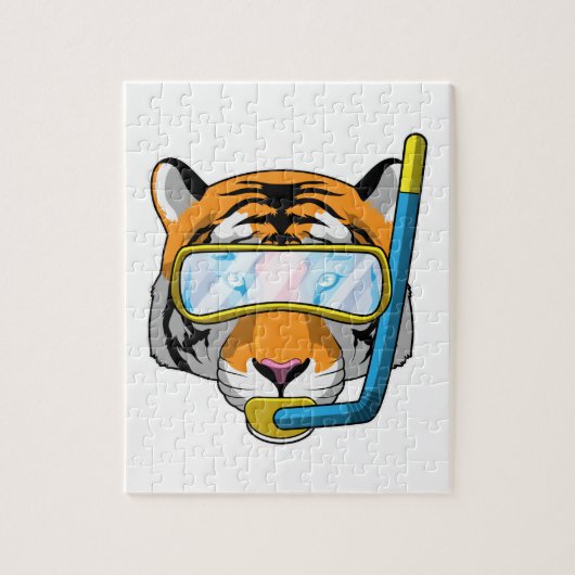Puzzle Tiger comme plongeur avec tuba (Vertical)
