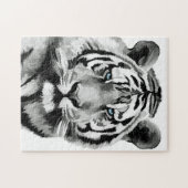 Puzzle Tiger Noir et Blanc Bleu yeux (Horizontal)