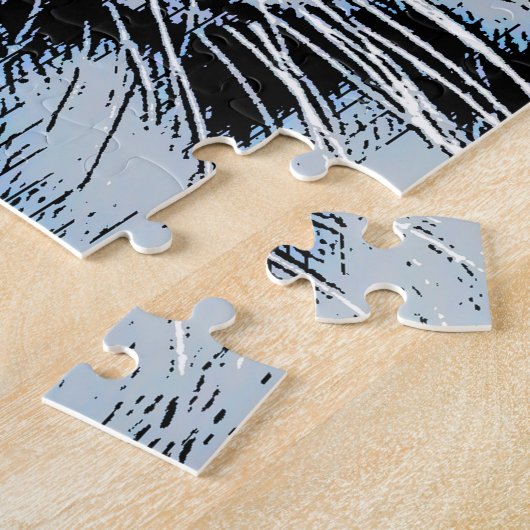 Puzzle Tiger Portrait in Graphic Press Style (Côté)