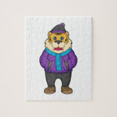 Puzzle Tiger Scarf Beanie (Vertical)