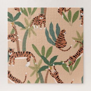 Puzzle Tigers d'été Palmiers Exotiques