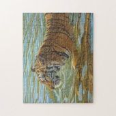 Puzzle Tigre Baignade Grosse Chat Peinture Acrylique (Vertical)