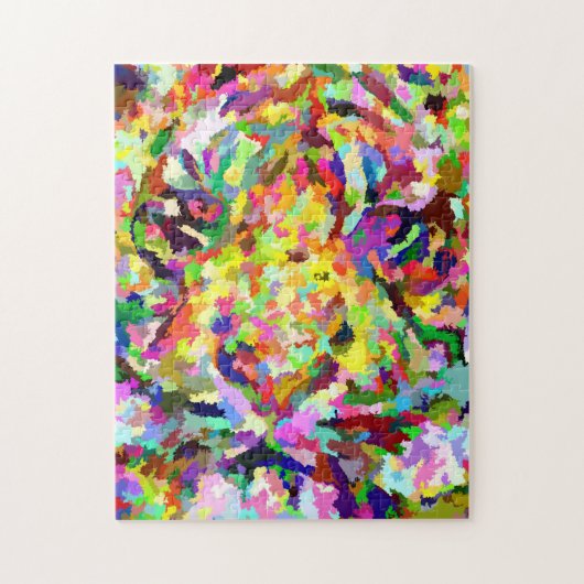 Puzzle Tigre blanc abstrait artistique coloré (Vertical)