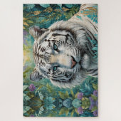 Puzzle Tigre blanc dans une jungle bleu-vert (Vertical)