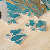 Puzzle Tigre blanc dans une jungle bleue verte (Côté)