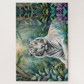 Puzzle Tigre blanc dans une jungle bleue verte (Vertical)