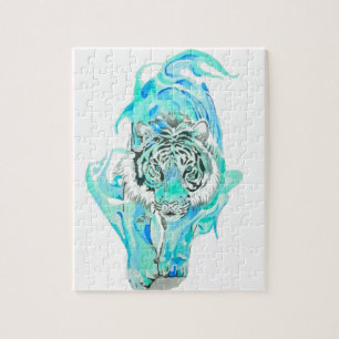 Puzzle tigre bleu