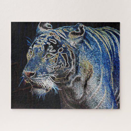 Puzzle Tigre Électrisant Dans La Nuit (Horizontal)