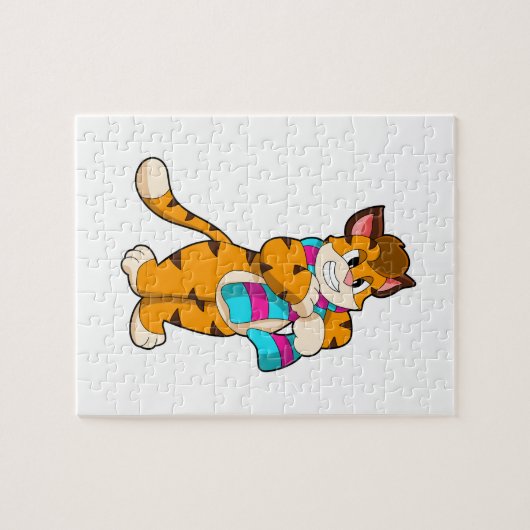 Puzzle Tigre en hiver avec Écharpe (Horizontal)