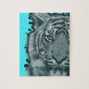 Puzzle Tigre grunge de Blk&Wht de turquoise