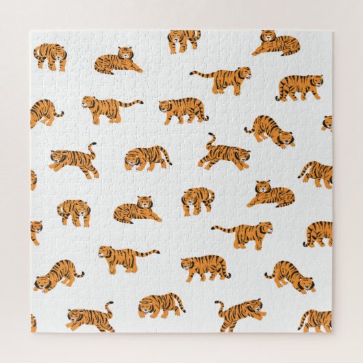 Puzzle Tigre japonais : Doodle Vintage sans joint (Vertical)