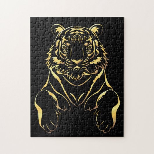Puzzle Tigre noir à rayures dorées (Vertical)