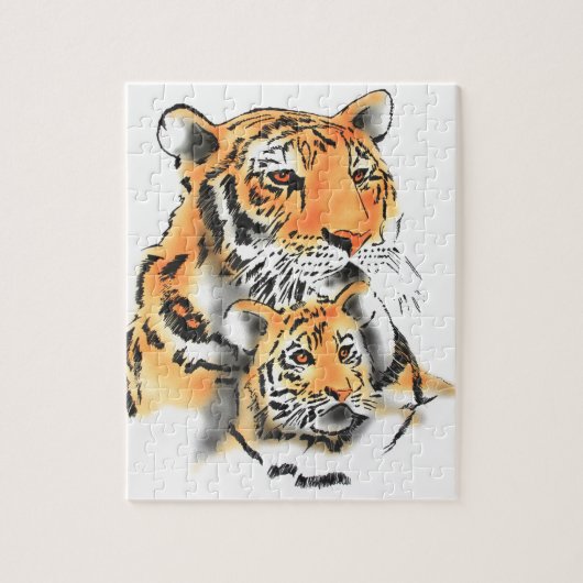 Puzzle Tigress and Cub (Vertical)