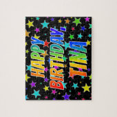 Puzzle "TINA" Prénom, Amusant "HEUREUX ANNIVERSAIRE" (Vertical)