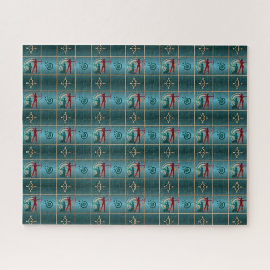 Puzzle Tir à l'arc et flèche - Motif vert (Horizontal)