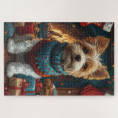 Puzzle Tireur de Fox Terrier avec un feu de cheminée de c (Horizontal)