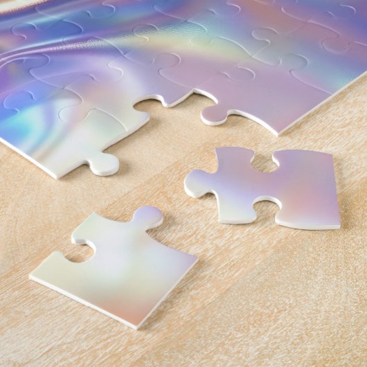 Puzzle Tissu métallique brillant Iridescendant, Turquoise (Côté)