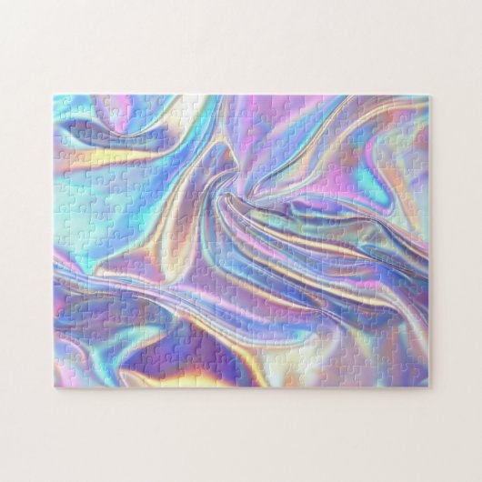 Puzzle Tissu métallique brillant Iridescendant, Turquoise (Horizontal)