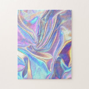 Puzzle Tissu métallique brillant Iridescendant, Turquoise