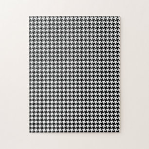 Puzzle Tissu Pied-de-Poule Abstrait Noir et Blanc Figures