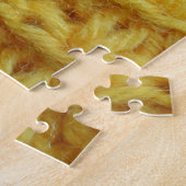 Puzzle Tissu tricoté jaune : texture rayée. (Côté)