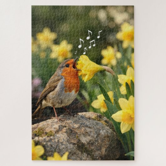 Puzzle Tobin chantant dans un narcisse printanier (Vertical)