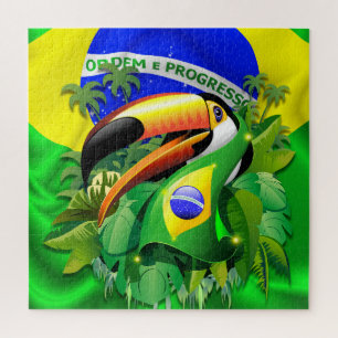 Puzzle Toco Toucan avec drapeau brésilien