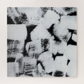 Puzzle Toile peinte en noir blanc, abstraite. (Horizontal)