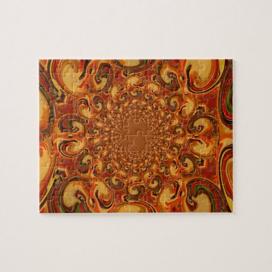 Puzzle Tons Abstraits orange, marron et vert (Horizontal)