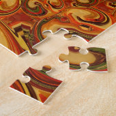 Puzzle Tons Abstraits orange, marron et vert (Côté)