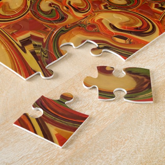 Puzzle Tons Abstraits orange, marron et vert (Côté)