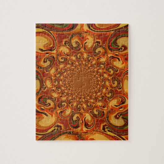 Puzzle Tons tourbillonnants abstraits orange, marron et v (Vertical)