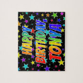 Puzzle "TONYA" Prénom, Amusant "HEUREUX ANNIVERSAIRE" (Vertical)